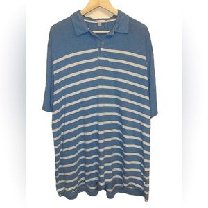Peter Millar Cotton blue white striped golf polo short sleeve collared shirt